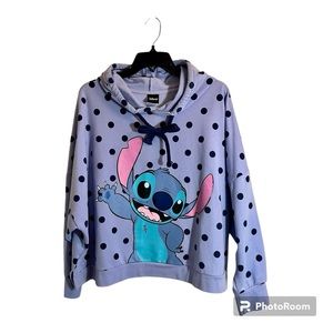 Disney 2X Polkadot Stitch Crop Hoodie
